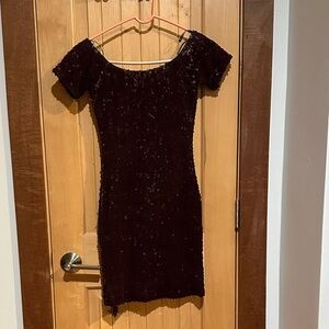 Dress the Population Burgundy Sequin Mini Dress